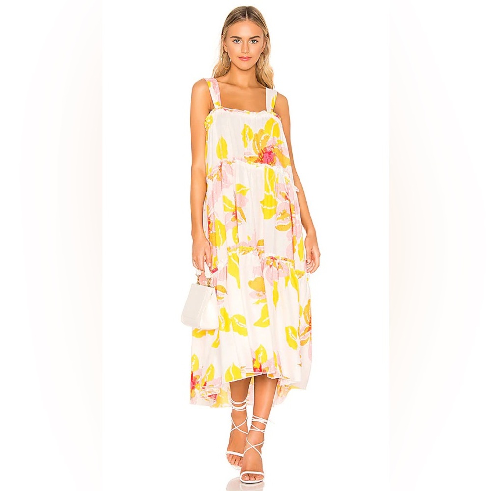 Free People moonshine Yellow and Pink Floral Dress